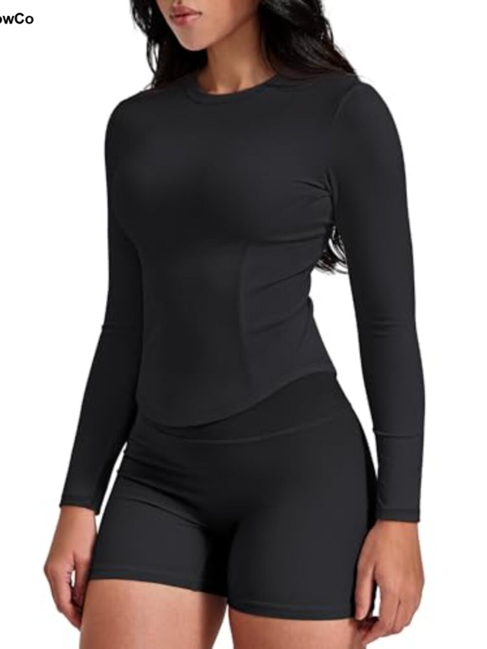 Women's Long Sleeve Cropped Workout Top Slim Fit Yoga Gym Shirt